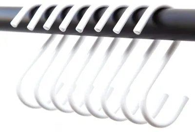 Image de Crochets blancs en forme de S en métal robuste – lot de 8, crochets peu encombrants pour armoire, penderie, cuisine et salle de bains