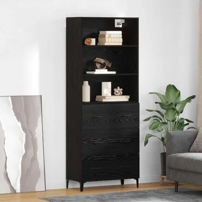 Produktbild von vidaXL Highboard Schwarz Eichen-Optik 69,5 x 34 x 180 cm Holzwerkstoff