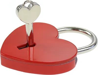 Produktbild von Liebesschloss, Herzschloss in Rot zum selbst beschriften, mit Schlüssel und Stift, 4,5cm