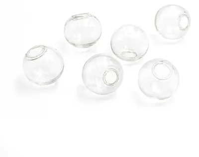 Produktbild von Vintageparts durchsichtige Hohlperlen zum Befüllen Glas klar rund 16 mm, 6 Stück