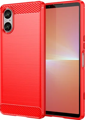 Produktbild von Hülle für Sony Xperia 5 V Carbon-Faser Weich TPU Silikon Stoßfest Handyhülle Rot