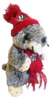 Imagen del producto de EPM, peluche de marmota con bufanda y gorro, 20 cm, color gris