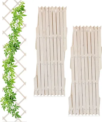 Produktbild von Relaxdays Rankgitter, ausziehbar, 3er Set, Rankhilfe für Kletterpflanzen, 180 cm, Garten, Balkon & Terrasse, Holz, weiß