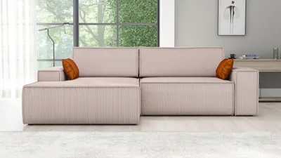 Produktbild von Ecksofa TOR mit Schlaffunktion. Farbe: Flamingo.