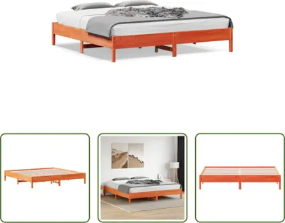 Immagine prodotto di The Living Store letto in legno massiccio cera marrone 200x200 cm pino