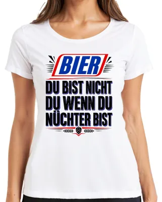 Produktbild von Bier Du bist nicht du wenn du nüchter bist Saufen Party Lustig JGA Damen T-Shirt, Weiß, L