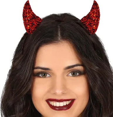 Immagine prodotto di Corna demoniache Halloween Fascia per capelli Diavolo Accessorio per festa Demoniaco Fascia per travestimento Rosso Glitter Adulti, Colore: Multicolore