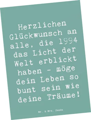 Produktbild von Mr. & Mrs. Panda Postkarte Spruch 1994 Geburtstag - Meeresbrise - Geschenk, bildkarte, Alter, Grußkarte, Happy Birthday, herzlichen Glückwunsch, Feier, feiern, Postkarten
