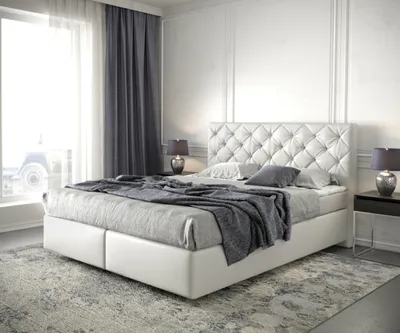 Produktbild von DELIFE Boxspringbett Dream-Great 160x200 cm Kunstleder Weiß mit Matratze und Topper