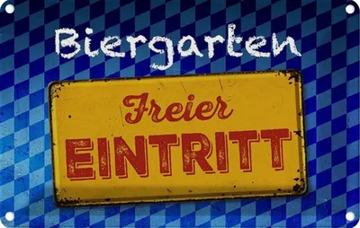 Immagine prodotto di vianmo Insegna di latta 20x30 cm Biergarten freier Eintritt