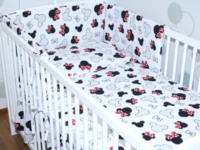 Produktbild von 3 teiliges Baby Bettset mit Bettwäsche und Nestchen für Bett 70x140 cm - 6. Minnie