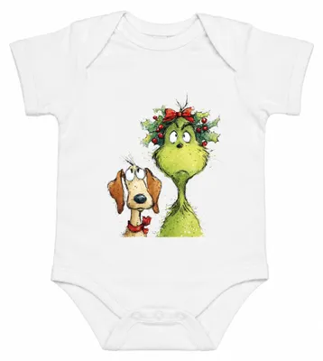 Obrázok produktu pre Vianočný "Grinch", štekle, zábavný, vianočný sveter s nevhodným motívom, body pre bábätko, biela farba, veľkosť 3/6 mesiacov