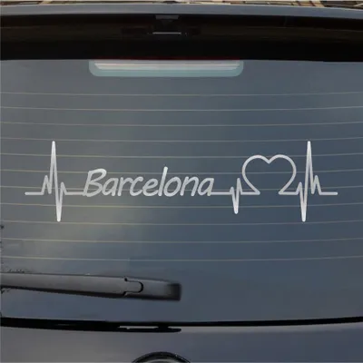 Produktbild von Heckscheibenaufkleber Barcelona Herzschlag Puls Stadt Liebe 55x14 cm Silber Auto Aufkleber Sticker