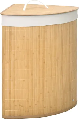 Produktbild von HOMCOM Bambus Wäschekorb mit Deckel 55L Wäschesammler mit Griffen Natur