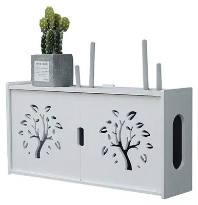 Wandregal für Router, Kabelaufbewahrungsbox, 48x24x12 cm, weiß