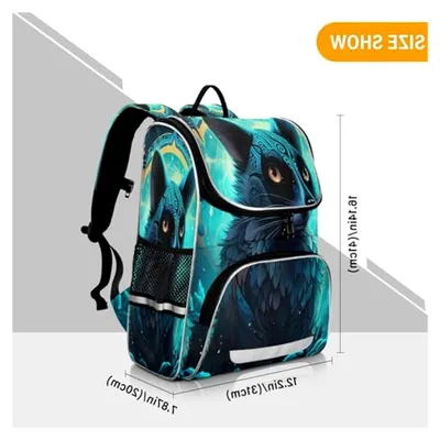 Produktbild von Stylische Blaulichtmaki Büchertasche, Rucksack für Studenten, Geräumige Tasche für Kinder