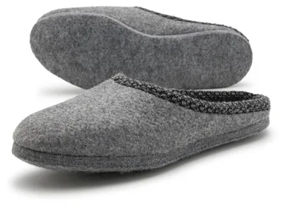 Productafbeelding van PANTOFFELMANN: Viltpantoffels. Viltzool. Heren/dames. Viltslippers met grijze rand. Pantoffel/huispantoffel, grijs, maat 40/41