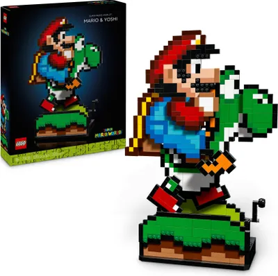 Produktbild von LEGO Super Mario World: Mario & Yoshi Nintendo Set zum Sammeln, pixelige Figuren, Modell zum Bauen und Ausstellen, Wohn-Deko und Sammlerstück, Modellbausatz und Geschenk für erwachsene Fans 71438