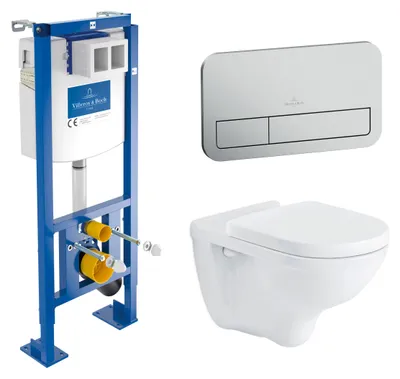 Image de Villeroy & Boch Pack Bâti-support autoportant ViConnect + Plaque dechromée mat + Cuvette suspendue O.Novo