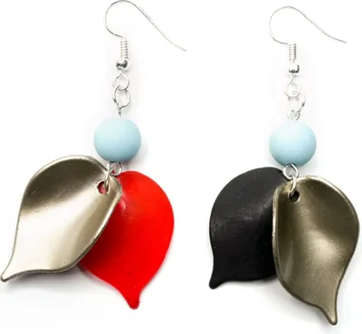 Produktbild von Blatt Ohrringe Miniblings Hänger Perle Blätter Ornament blau silber schwarz rot