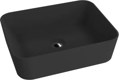Produktbild von LAVITA Aufsatzwaschtisch Alegranza Black | Aufsatzwaschbecken Rechteckig | Waschbecken Ohne Überlauf und Hahnloch | Aus hochwertigem Porzellan | Waschtisch | 49x38x13,5 cm | Schwarz