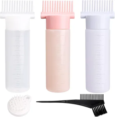 Produktbild von 3 Stück Haaröl-Applikatoren, 180ml-Applikatorflaschen für das Haar, Wurzelkamm-Haarfärbebürsten mit Haarmassagebürste und Haarfärbepinsel für Haarpflege und Colorationen