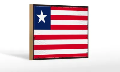 Produktbild von Holzschild Flagge Liberias 18x12 cm Retro Flag of Liberia Dekoration