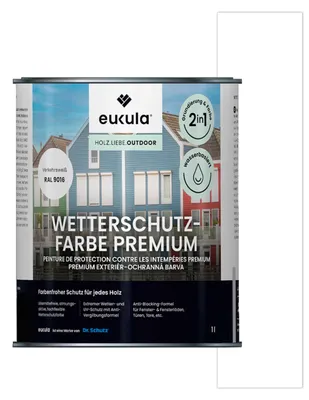 Produktbild von Eukula Universal Wetterschutz Farbe, 1 Liter, Verkehrsweiß RAL 9016