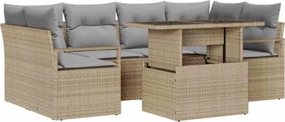 Obrázek produktu pro vidaXL Zahradní sedací souprava 7 ks Béžová a světle šedá 100 x 55 x 73 cm