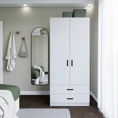 Image de Skye Decor, Yaman 1600-042 - Blanc, armoire, blanc mat, panneaux de particules 100 % mélaminés, 80 x 47 x 182 cm