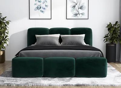 Produktbild von Polsterbett STAR -OM 160 x 200 mit Bettkasten. Farbe: Grün