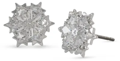 Zdjęcie produktu dla Kolczyki Swarovski Magic, kształt płatka śniegu, kolor biały, pokryte rodem