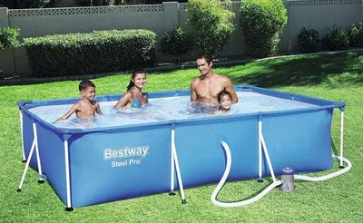 Produktbild von Schwimmbecken Deluxe Splash Stahl Pro, Set mit Filterpumpe, 300 x 201 x 66 cm, blau