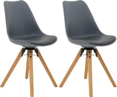 Produktbild von Esszimmerstuhl BOLIVIA im Retro Design, Küchenstuhl Essstuhl Polsterstuhl, drehbar, im 2er Set, Kunstleder in grau