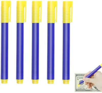 Image de Kit de détection de faux billets, 5 pièces, détecteur de faux billets en euros, dollars américains, livres sterling et autres, portable et efficace grâce à une encre spéciale