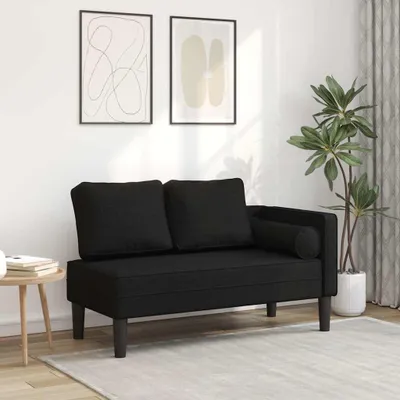Immagine prodotto di vidaXL Chaise longue con cuscino in tessuto nero