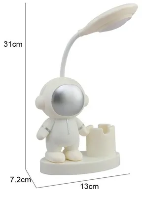 Produktbild von Flexible LED-Astronauten-Schreibtischlampe mit Stiftehalter und Bleistiftspitzer – Weiß
