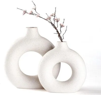 Image de Vase en céramique blanc, fait main, pour la décoration