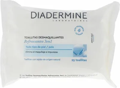 Productafbeelding van Diadermine make-up verwijderdoekjes voor normale huid. Verfrissend. 25 stuks