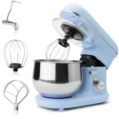 Produktbild von Bomann Küchenmaschine 1100W | Knetmaschine 5L | inkl. Knethaken, Rührhaken und Schneebsen | robustes Spezialgetriebe | Teigmaschine KM 6030 CB blau