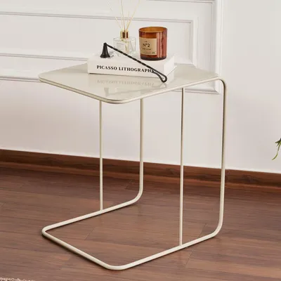 Image de Cattaneo - Table Basse, 47x46x57h cm Blanc Crème, Effet Brillant