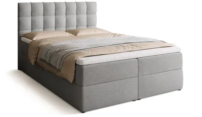 Produktbild von BroMARKT Boxspringbett DETROIT mit 2 Bettkasten, Bonell-Matratze, Polsterbett, Bett (Hellgrau, Malmo 90, 140 x 200 cm)