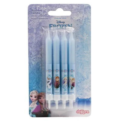 A package of Disney Frozen themed birthday candles.