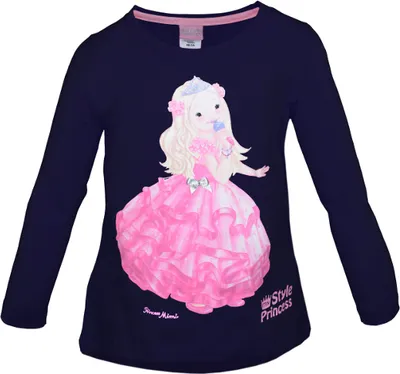 Produktbild von 81854 Disney Style Princess Langarmshirt für Mädchen – Dunkelblau, Gr. 104 – Zauberhaftes Langarmshirt mit Prinzessinnen-Motiv für kleine Prinzessinne