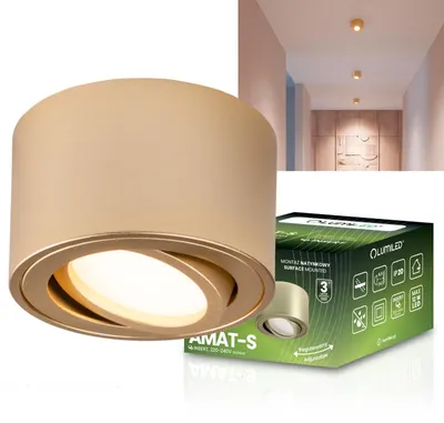 Produktbild von LUMILED Aufbauspot Aufbaustrahler schwenkbar 15° für LED Insert Modul Gold Deckenspots Aufputz Deckenstrahler Deckenleuchte Rund Aluminium für Flur Wohnzimmer Küche Schlafzimmer H: 5 cm