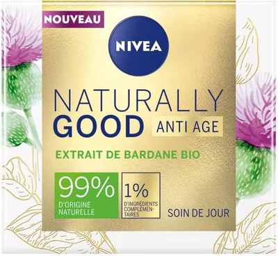 Produktbild von NIVEA Naturally Good Anti-Aging Day Cream, Tagescreme, Unisex, Empflindliche Haut, Jeder Hauttyp, Decollete, Gesicht, Anti-Aging, Anti-Falten, Kräftigend, Feuchtigkeitsspendend, Nährend, Glättend, Topf