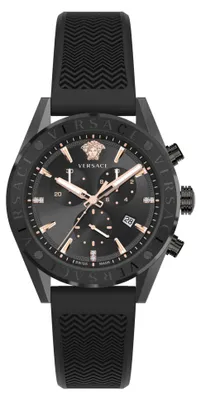 Produktbild von Versace Herren Armbanduhr V-Chrono 45 mm Chronograph, Datumsfenster Armband Silikon VEHB01019