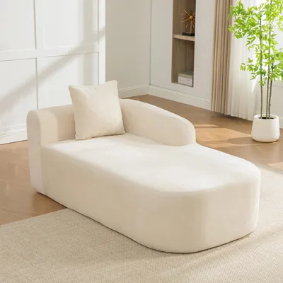 Immagine prodotto di divano per il soggiorno, poltrona relax, divano con braccioli, poltrona relax singola, divano letto con cuscini, tessuto vellutato con base antiscivolo, color beige
