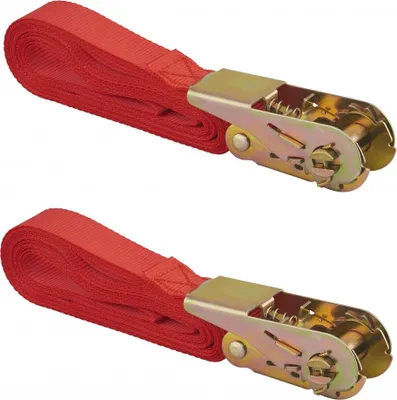 Image de Lot de 2 sangles de serrage, 5m, à cliquet, rouge - THIRARD