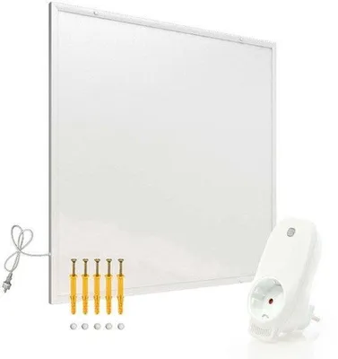 Obrázek produktu pro Infračervený topný panel 290 W, bílý – energeticky úsporný, s Wi-Fi termostatem – 62 x 52 cm – elektrický – určený k montáži na zeď